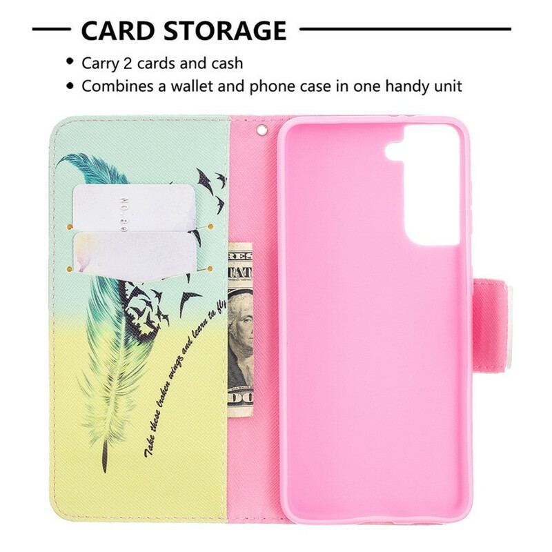 Capa De Couro Para Samsung Galaxy S21 5G Aprender A Voar