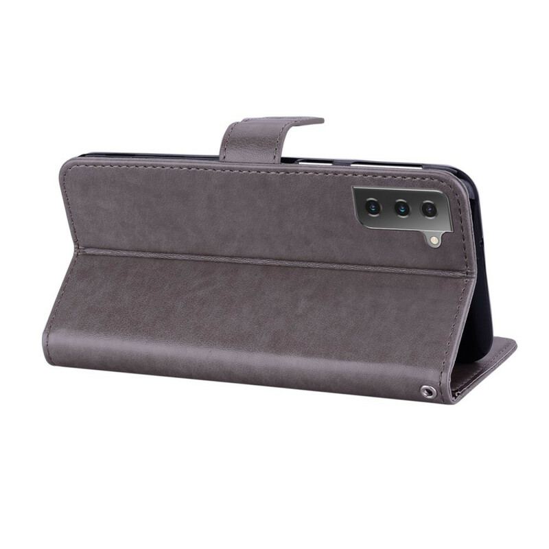 Capa De Couro Para Samsung Galaxy S21 5G Coruja Mandala E Charme