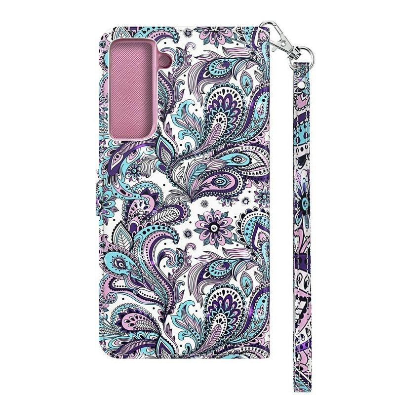 Capa De Couro Para Samsung Galaxy S21 5G Renda Chique