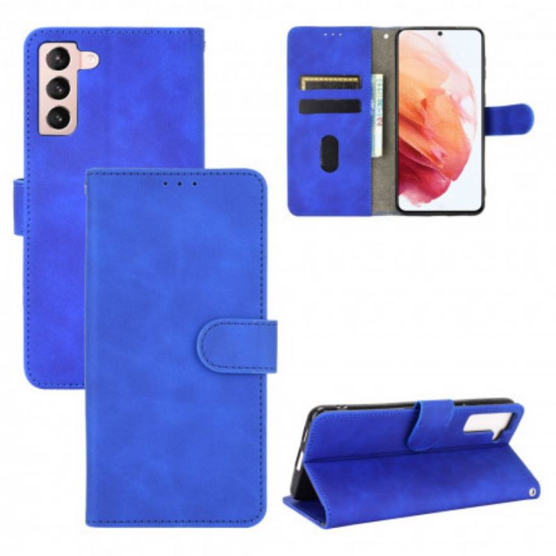Capa De Couro Para Samsung Galaxy S21 5G Toque De Pele