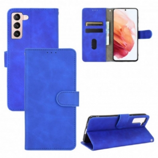 Capa De Couro Para Samsung Galaxy S21 5G Toque De Pele