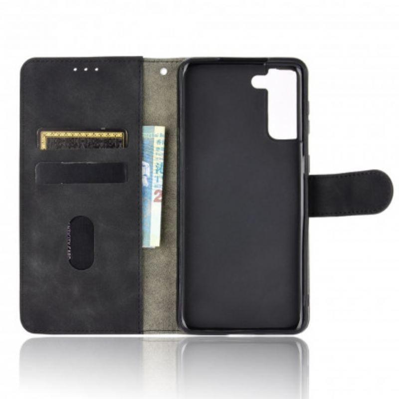 Capa De Couro Para Samsung Galaxy S21 5G Toque De Pele