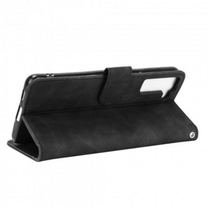 Capa De Couro Para Samsung Galaxy S21 5G Toque De Pele