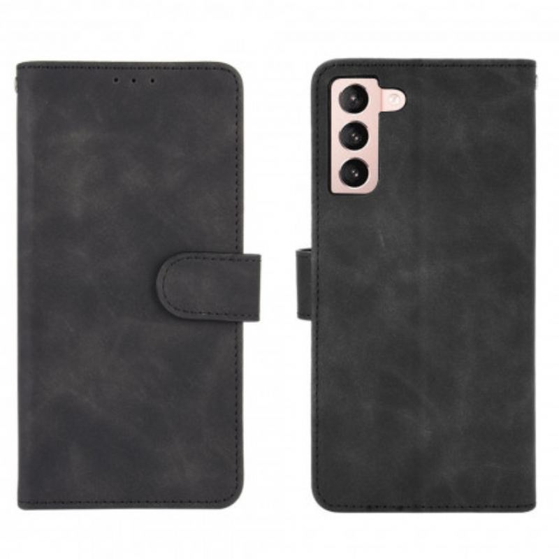 Capa De Couro Para Samsung Galaxy S21 5G Toque De Pele