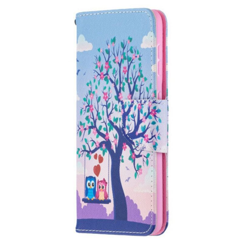 Capa Em Pele Para Samsung Galaxy S21 5G Corujas No Balanço