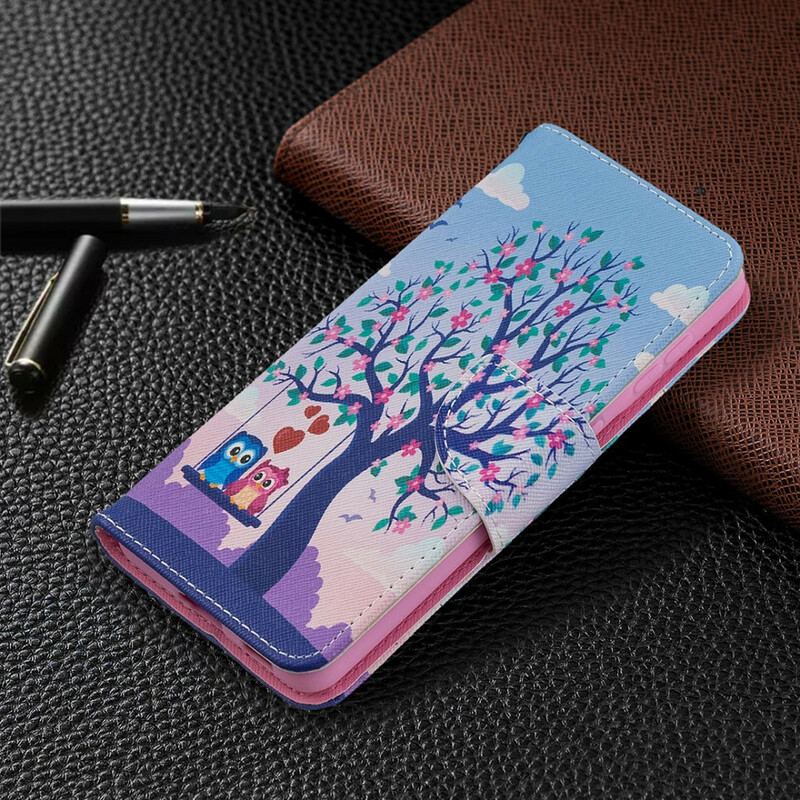 Capa Em Pele Para Samsung Galaxy S21 5G Corujas No Balanço