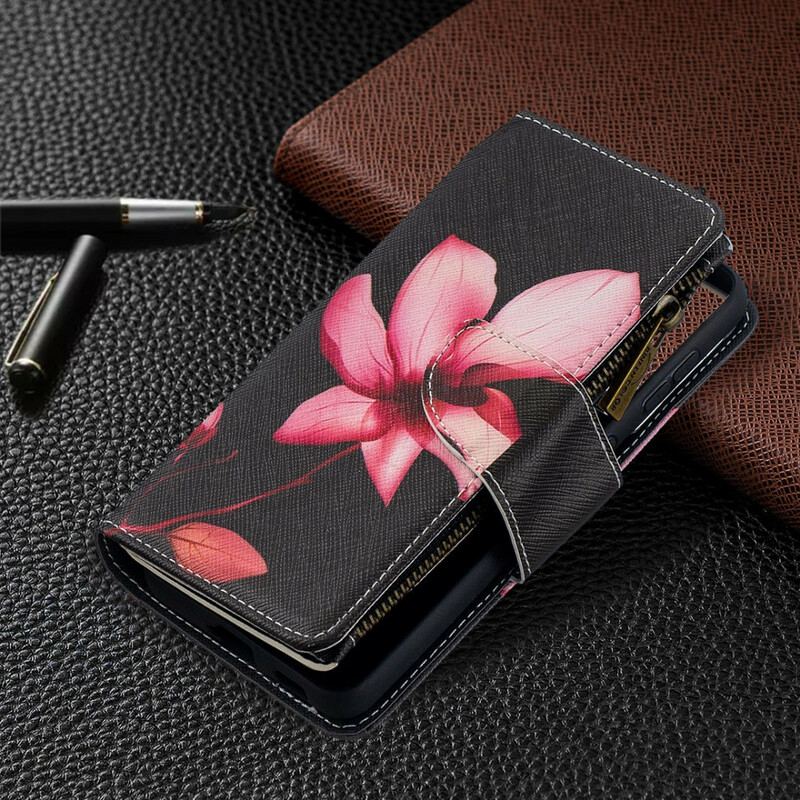 Capa Flip Para Samsung Galaxy S21 5G Bolso Com Zíper Flor