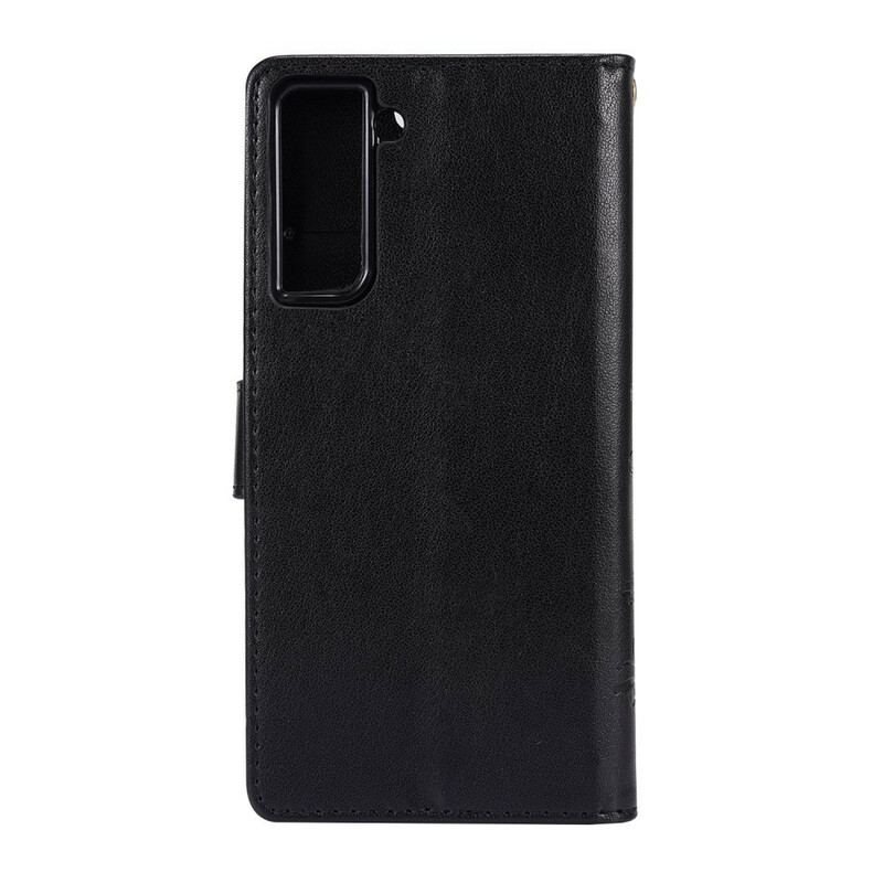 Capa Flip Para Samsung Galaxy S21 5G Borboletas Ao Vento