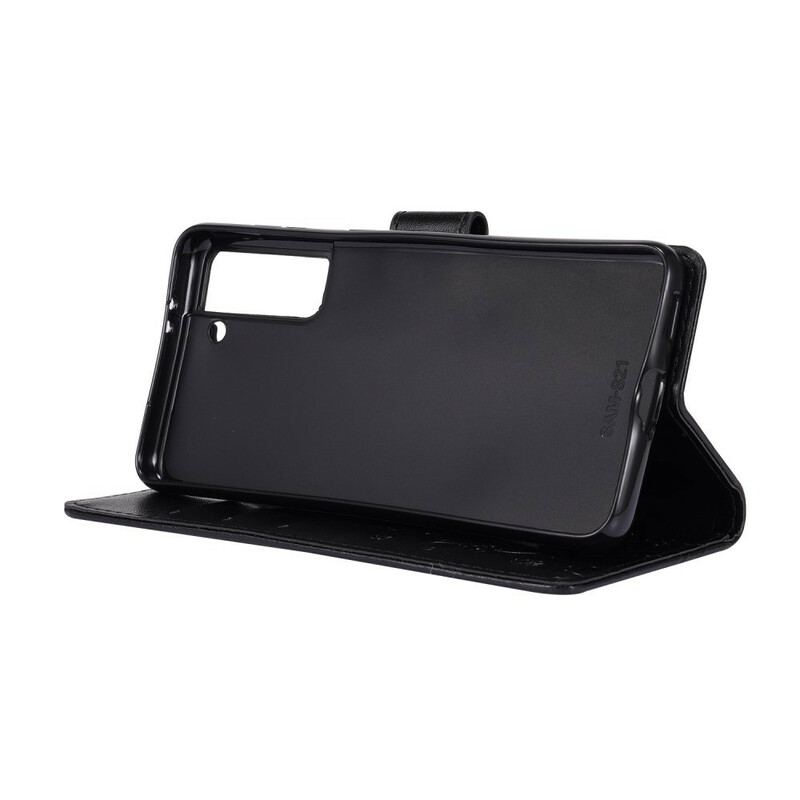 Capa Flip Para Samsung Galaxy S21 5G Borboletas Ao Vento