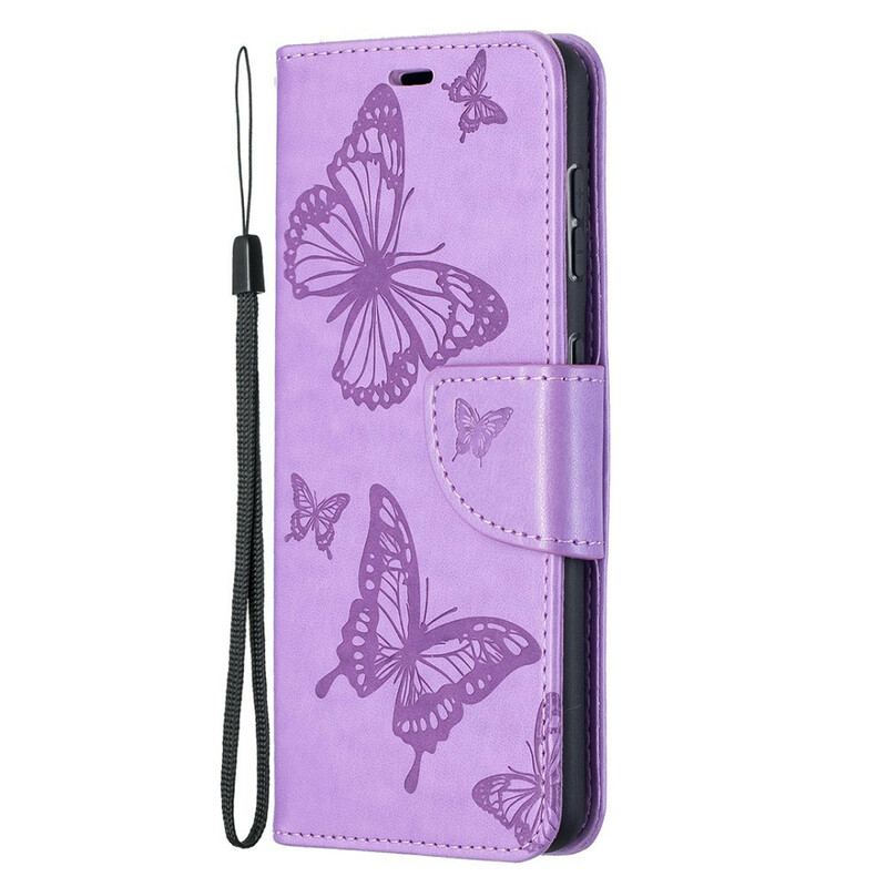Capa Flip Para Samsung Galaxy S21 5G Borboletas Voando Com Cordão
