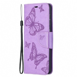 Capa Flip Para Samsung Galaxy S21 5G Borboletas Voando Com Cordão