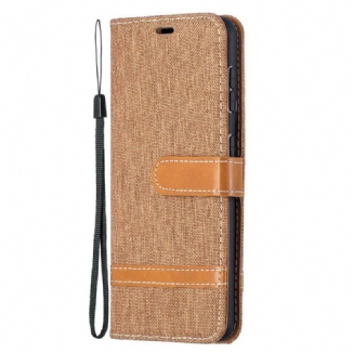 Capa Flip Para Samsung Galaxy S21 5G De Cordão Correia Efeito Tecido E Couro