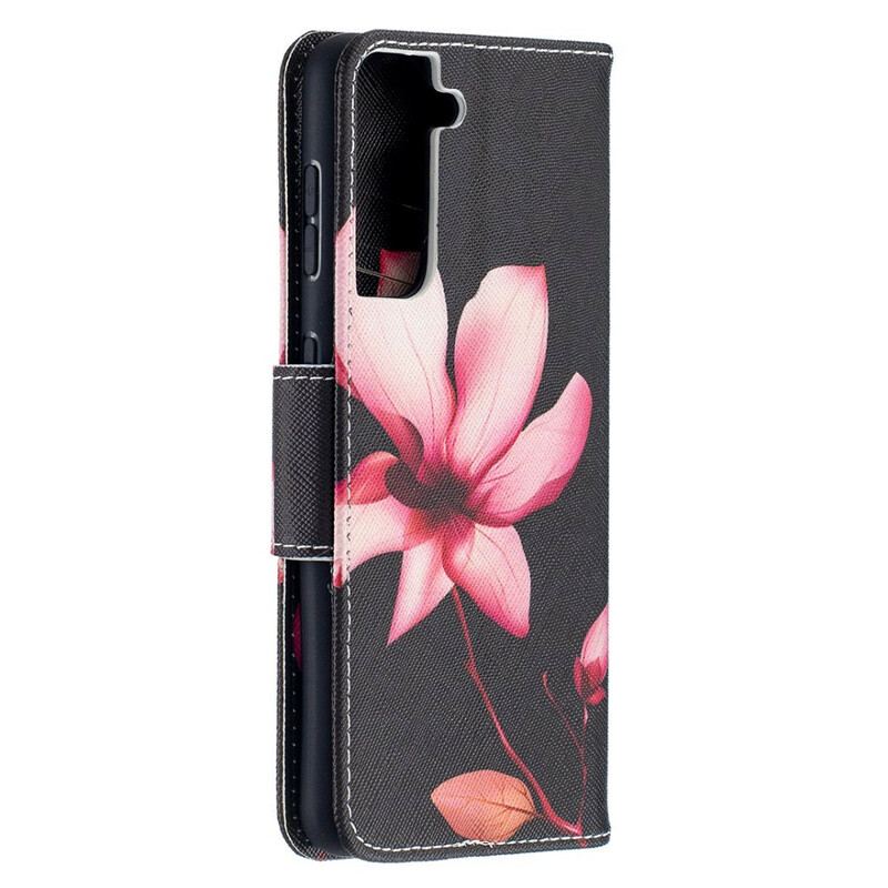 Capa Flip Para Samsung Galaxy S21 5G Flor Rosa
