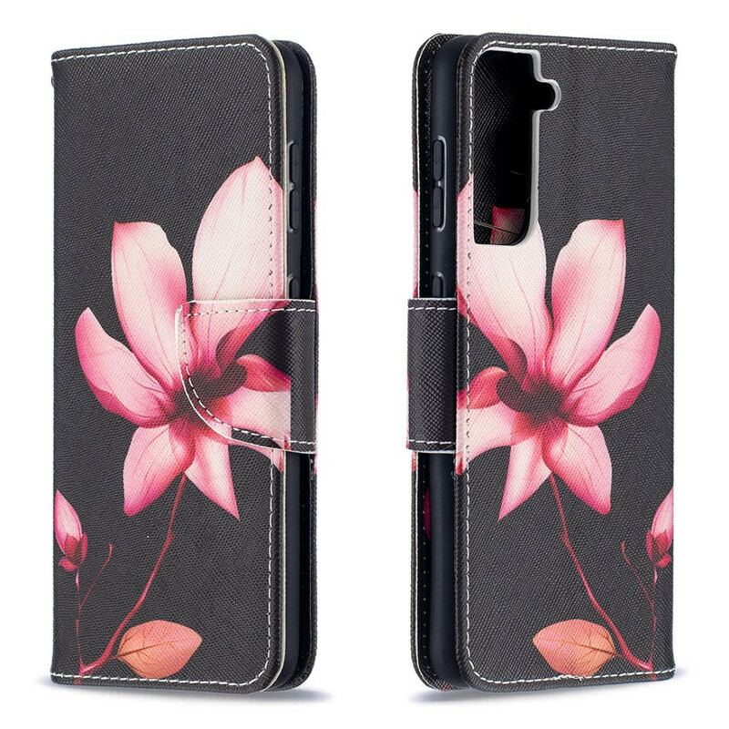 Capa Flip Para Samsung Galaxy S21 5G Flor Rosa