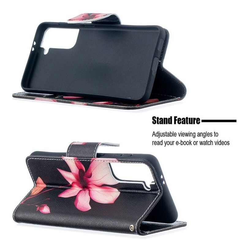 Capa Flip Para Samsung Galaxy S21 5G Flor Rosa