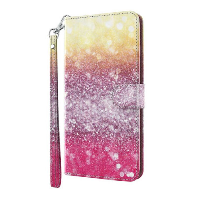 Capa Flip Para Samsung Galaxy S21 5G Gradiente Glitter Magenta