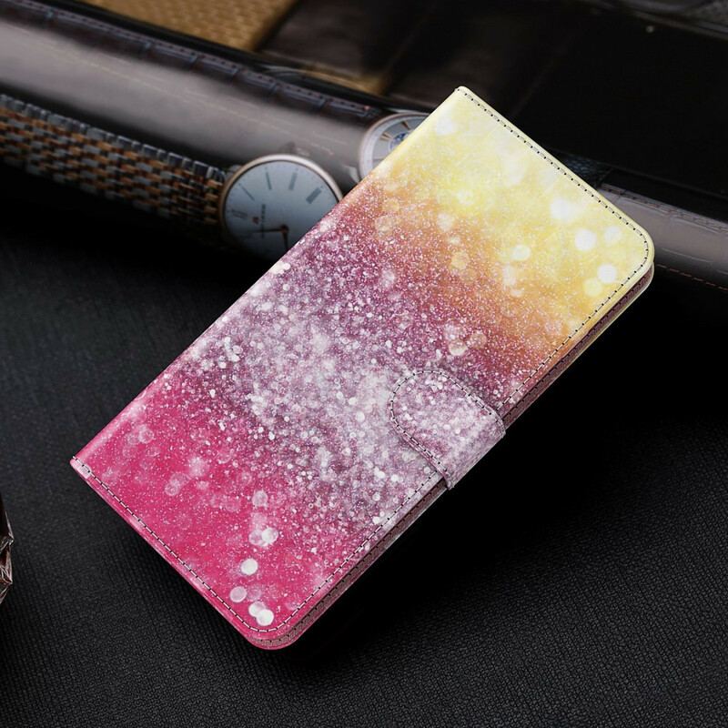 Capa Flip Para Samsung Galaxy S21 5G Gradiente Glitter Magenta