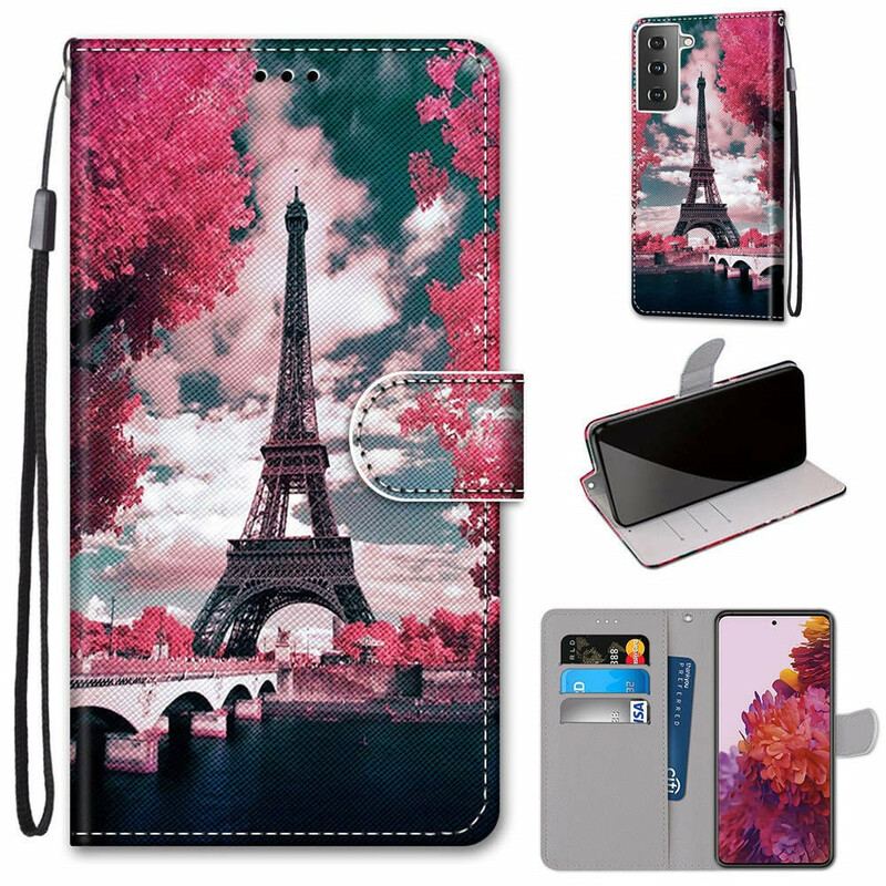 Capa Flip Para Samsung Galaxy S21 5G Paris Em Flor
