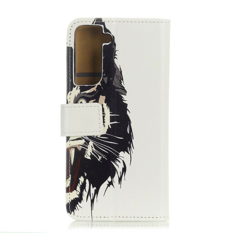 Capa Flip Para Samsung Galaxy S21 5G Tigre Feroz