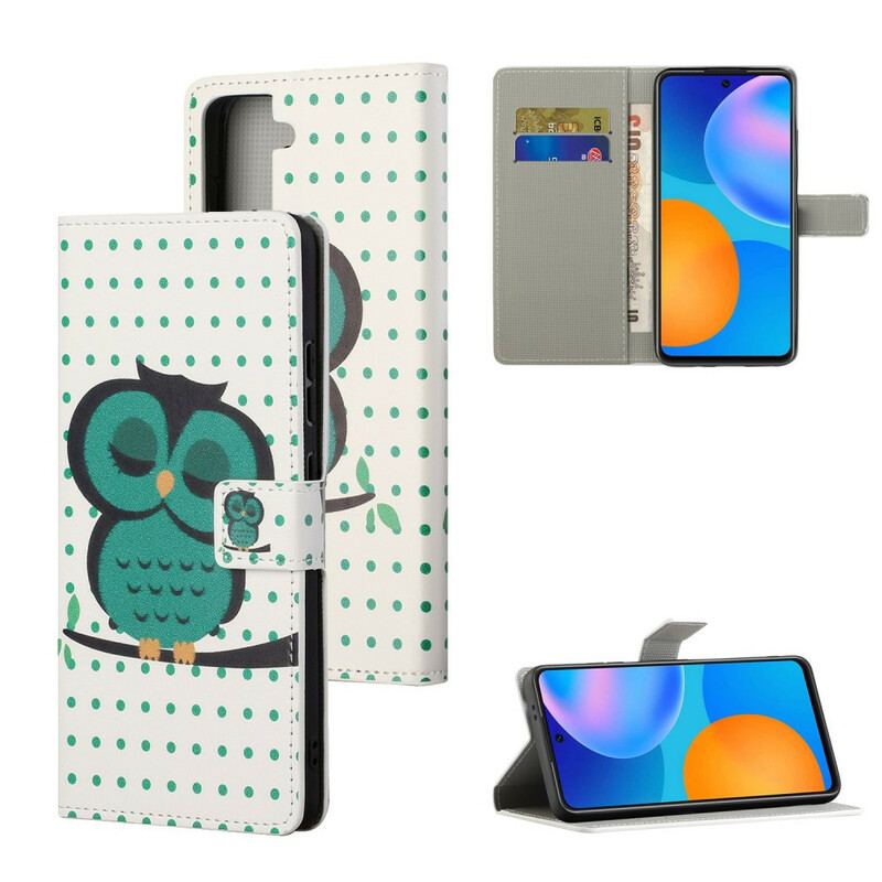 Capa Folio Para Samsung Galaxy S21 5G Coruja Adormecida