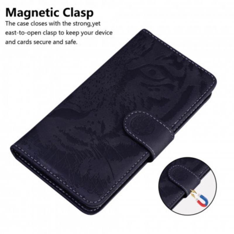 Capa Folio Para Samsung Galaxy S21 5G Estampa Cara De Tigre