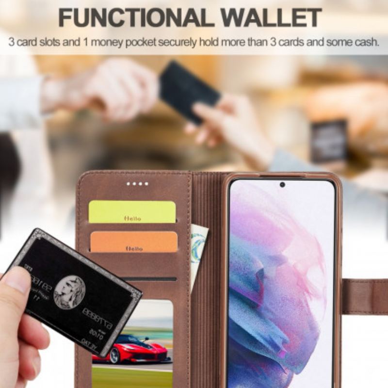 Capa Folio Para Samsung Galaxy S21 5G Lc.imeeke Efeito Couro