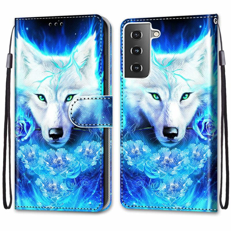 Capa Folio Para Samsung Galaxy S21 5G Lobo Mágico