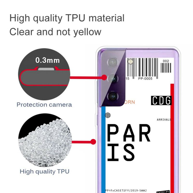 Capa Para Samsung Galaxy S21 5G Cartão De Embarque Para Paris