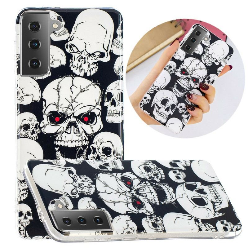Capa Para Samsung Galaxy S21 5G Cuidado Crânios Fluorescentes