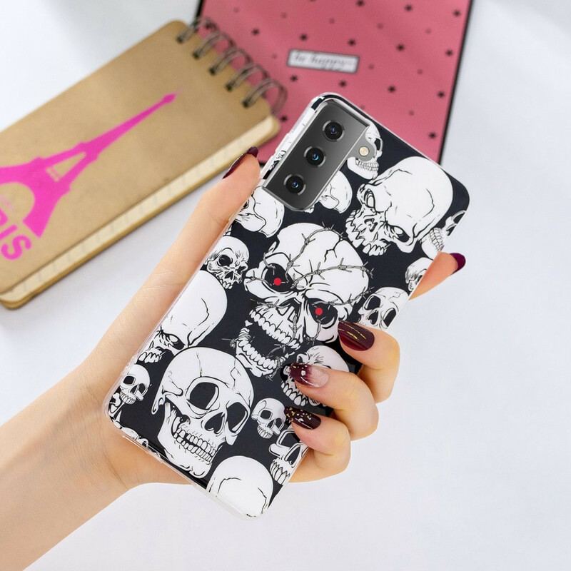 Capa Para Samsung Galaxy S21 5G Cuidado Crânios Fluorescentes
