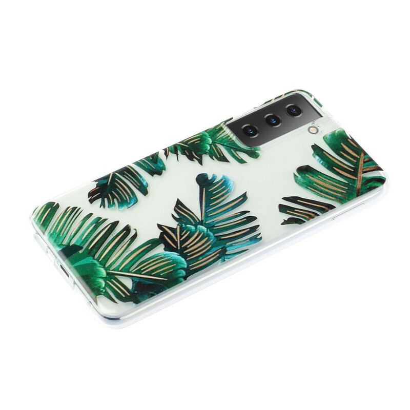 Capa Para Samsung Galaxy S21 5G Folhas Verdes Sem Costura