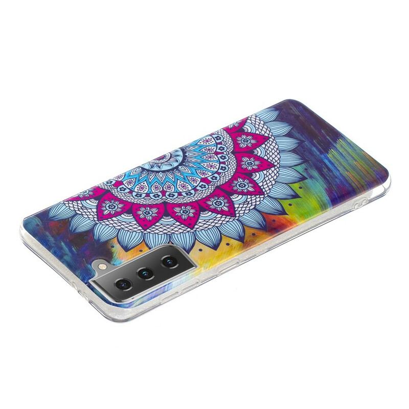 Capa Para Samsung Galaxy S21 5G Mandala Colorida Fluorescente