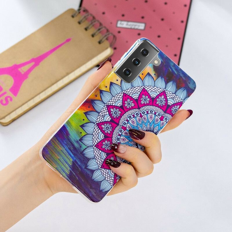 Capa Para Samsung Galaxy S21 5G Mandala Colorida Fluorescente