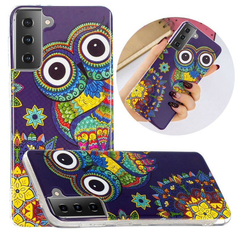Capa Para Samsung Galaxy S21 5G Mandala Coruja Fluorescente