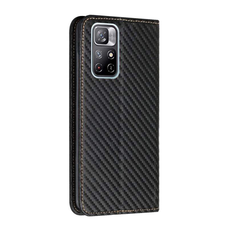 Capa De Celular Para Poco M4 Pro 5G De Cordão Flip Correia De Fibra De Carbono