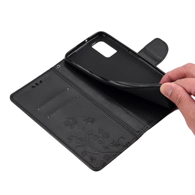 Capa De Couro Para Poco M4 Pro 5G Borboletas E Flores