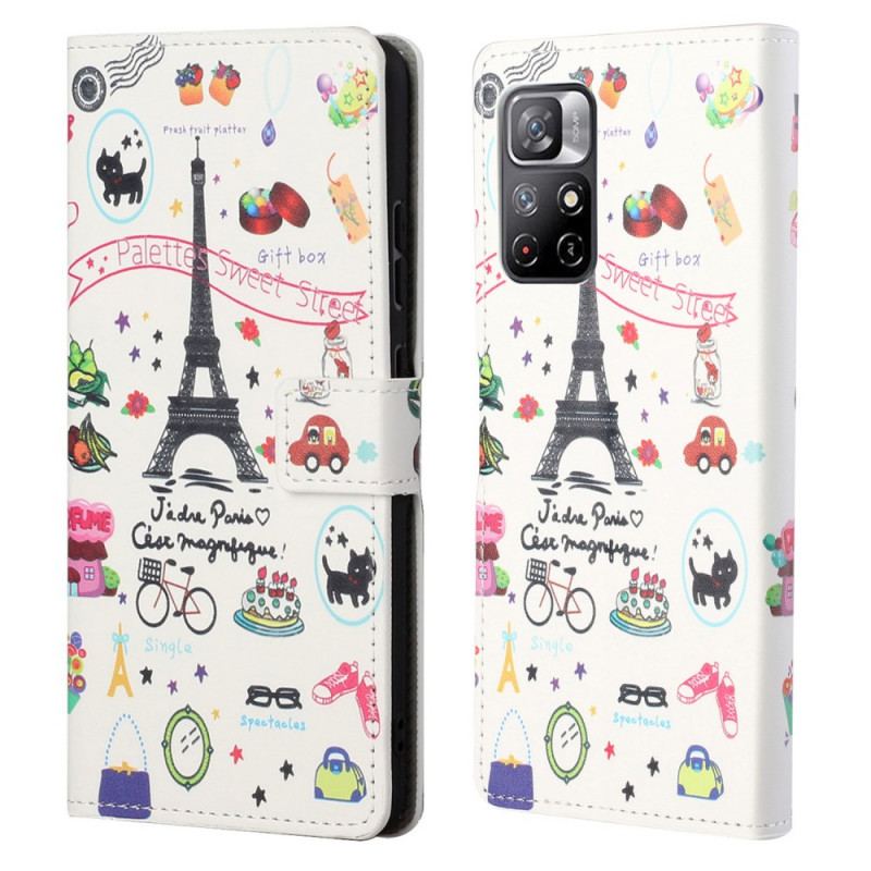 Capa De Couro Para Poco M4 Pro 5G Eu Amo Paris