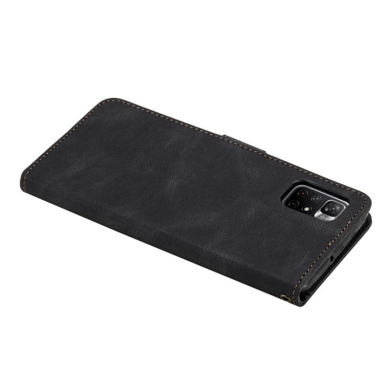 Capa De Couro Para Poco M4 Pro 5G Couro Rachado Com Toque De Pele