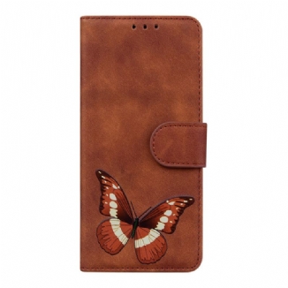 Capa Em Pele Para Poco M4 Pro 5G Borboleta Com Toque De Pele