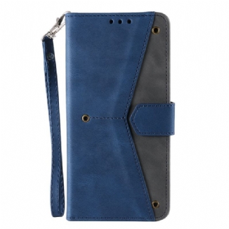 Capa Em Pele Para Poco M4 Pro 5G Costuras Com Toque De Pele