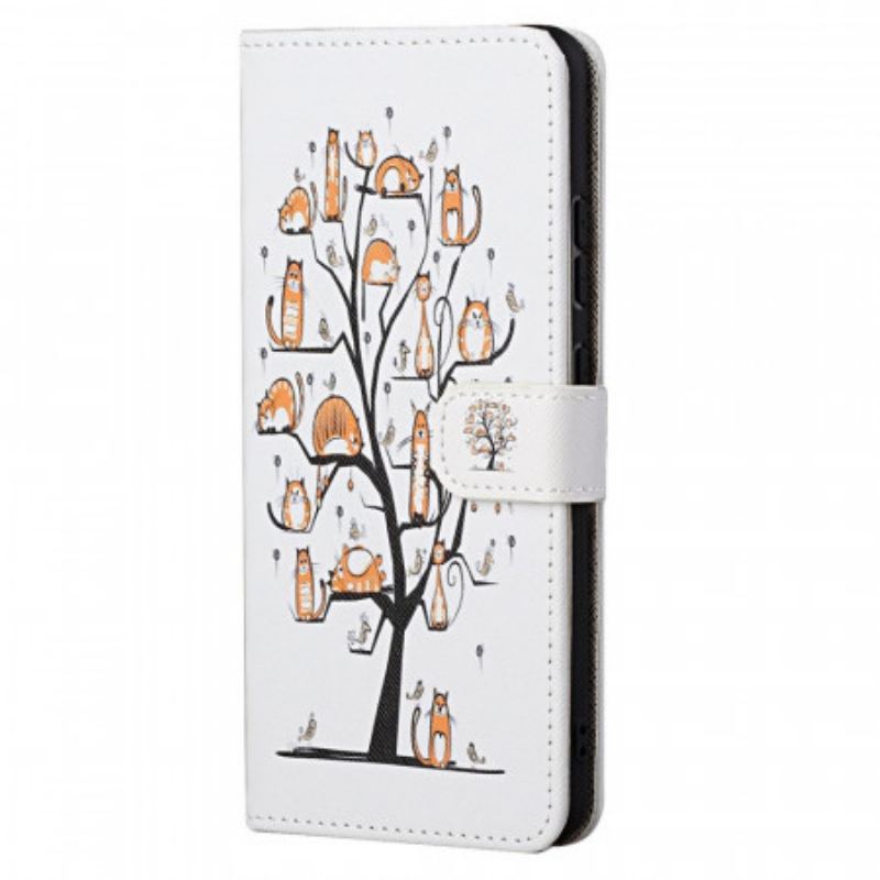 Capa Flip Para Poco M4 Pro 5G De Cordão Gatos Divertidos Com Alça