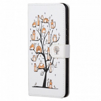 Capa Flip Para Poco M4 Pro 5G De Cordão Gatos Divertidos Com Alça