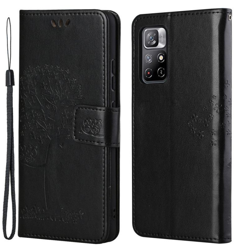 Capa Flip Para Poco M4 Pro 5G De Cordão Tanga E Corujas