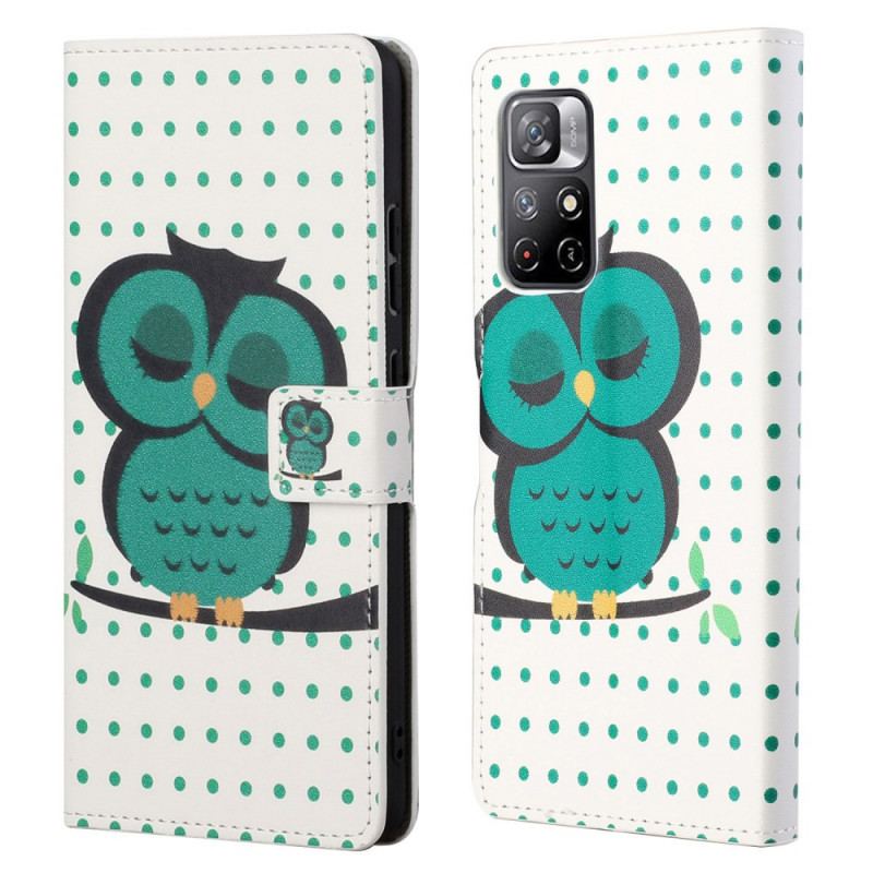 Capa Flip Para Poco M4 Pro 5G Coruja Adormecida