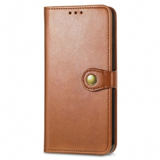 Capa Flip Para Poco M4 Pro 5G Couro Falso E Fecho Vintage