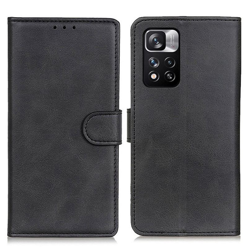 Capa Flip Para Poco M4 Pro 5G Efeito De Couro Fosco