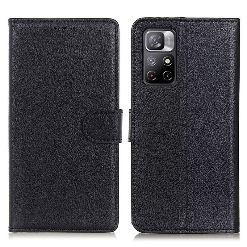 Capa Flip Para Poco M4 Pro 5G Efeito Couro Lichia Premium