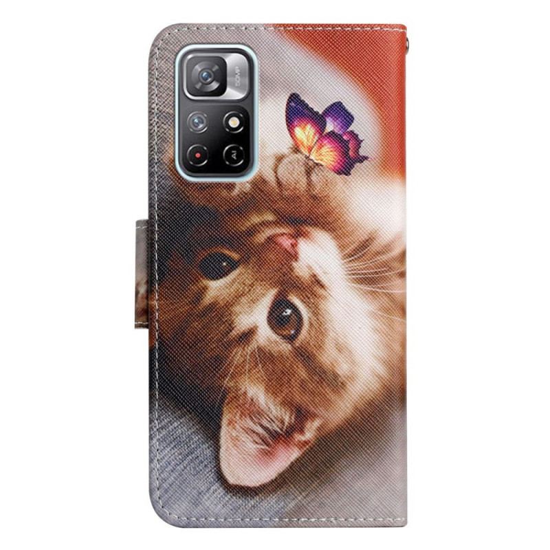 Capa Flip Para Poco M4 Pro 5G Minha Gatinha E Borboleta