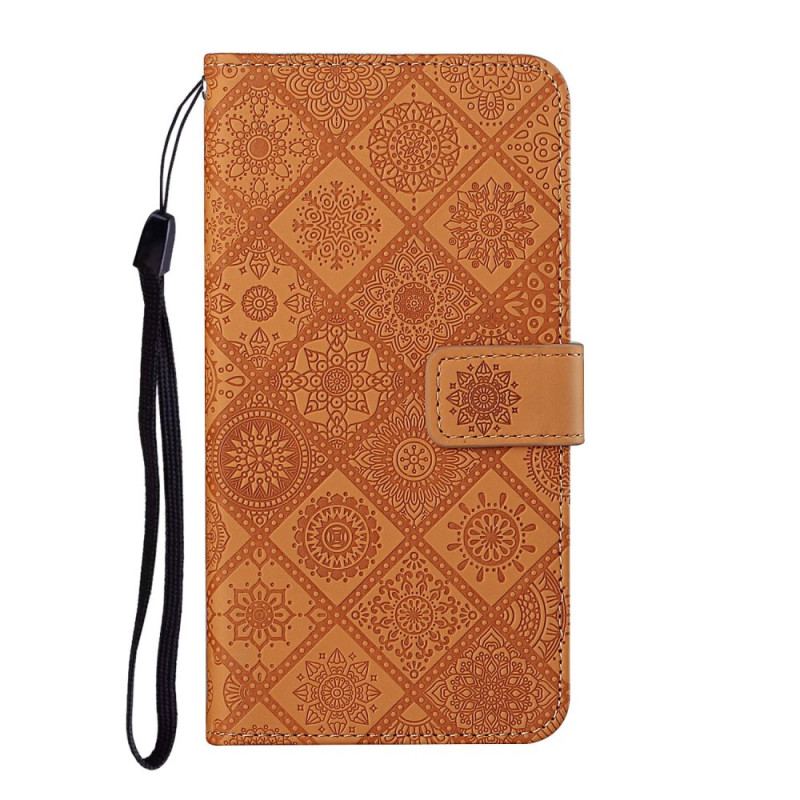 Capa Flip Para Poco M4 Pro 5G Padrão De Tapeçaria