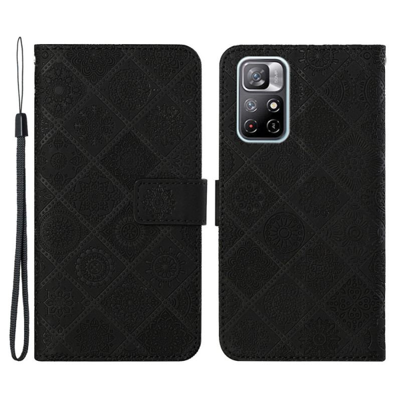 Capa Flip Para Poco M4 Pro 5G Padrão De Tapeçaria